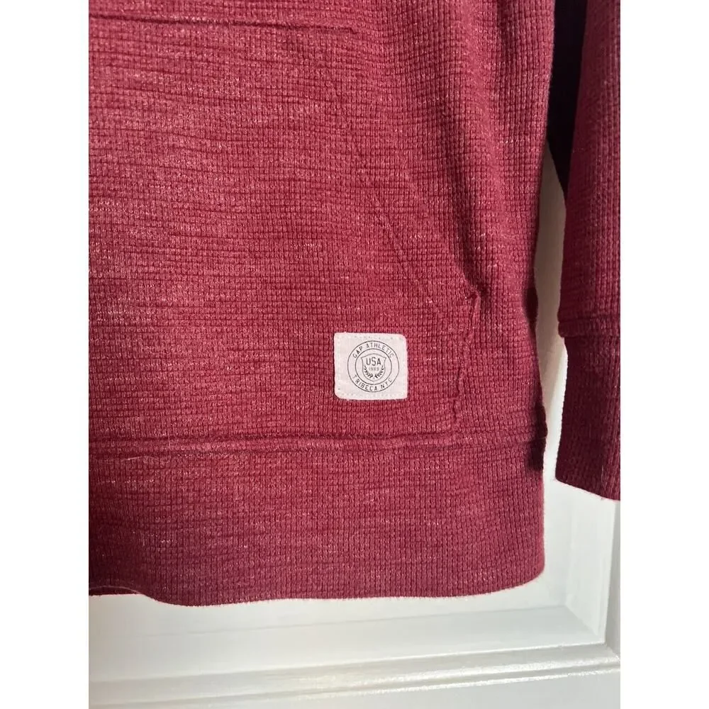 GAP KIDS Boys Youth Maroon Waffle Knit Textured Hoodie Pullover Sweatshirt M 8-9